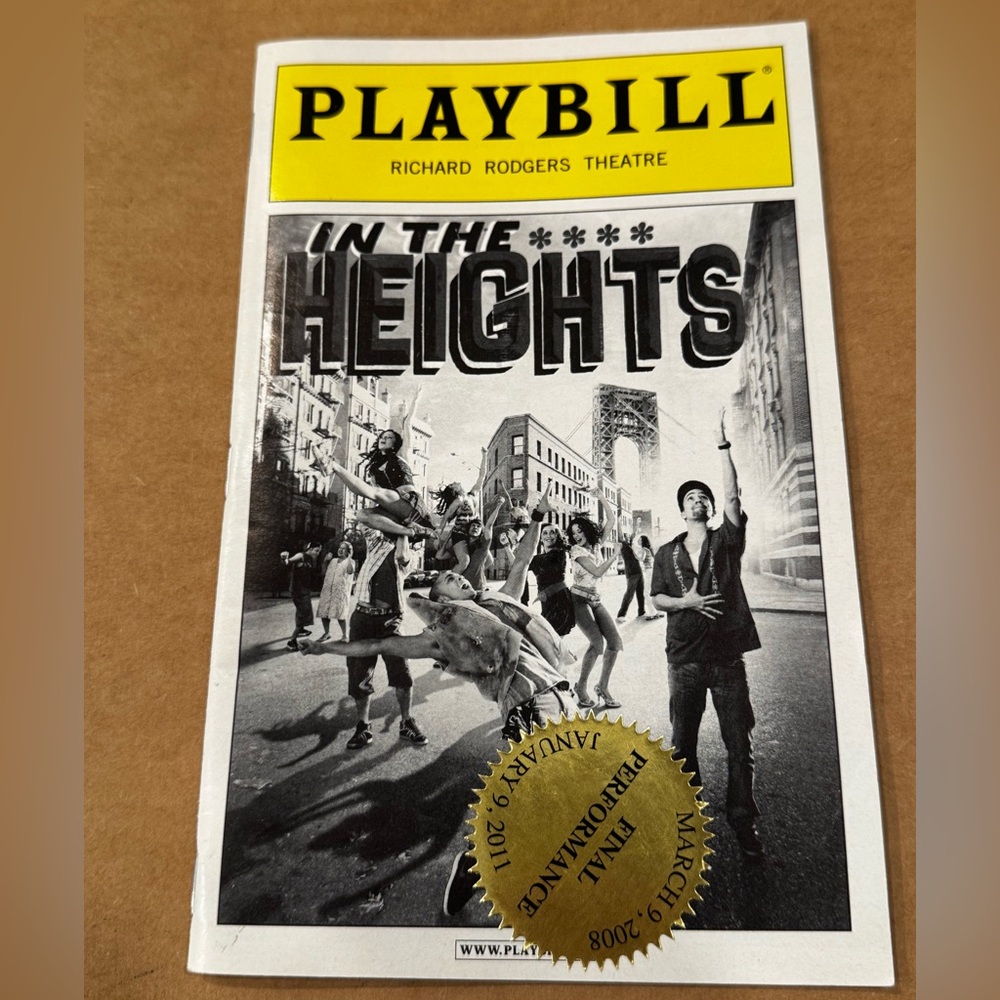 In The Heights Broadway Musical Playbill Closing Night Seal Lin-Manuel Miranda